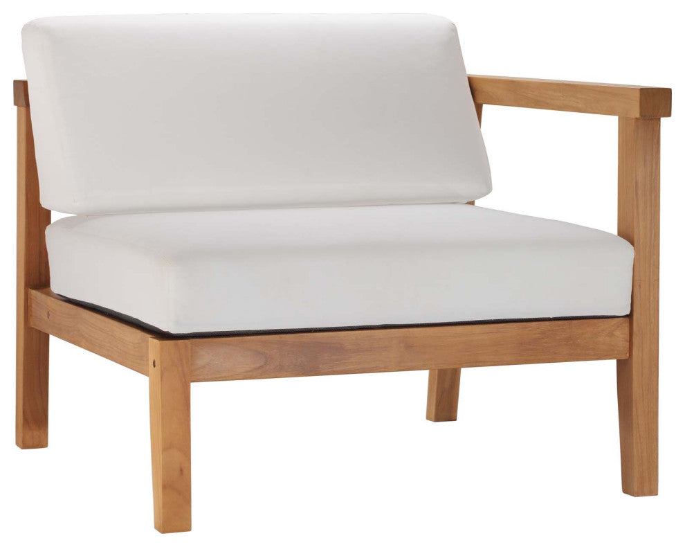 Sofa Corner Chair, Wood, Brown Natural White, Modern, Outdoor Patio Cafe Bistro