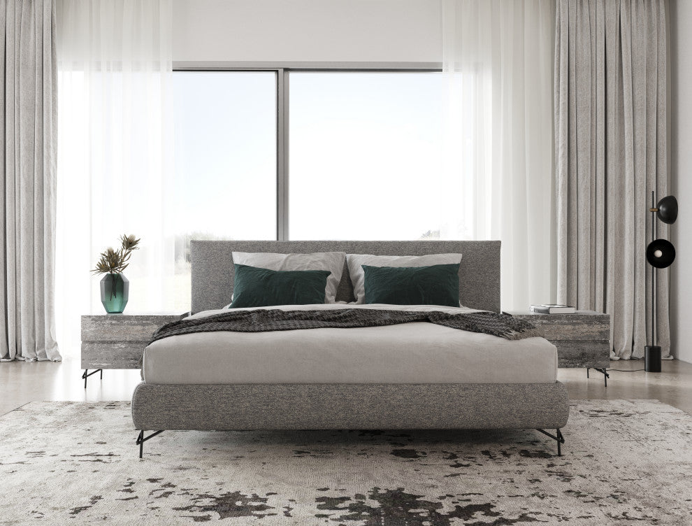 Nova Domus Aria Italian Modern Grey Fabric Bed, Queen