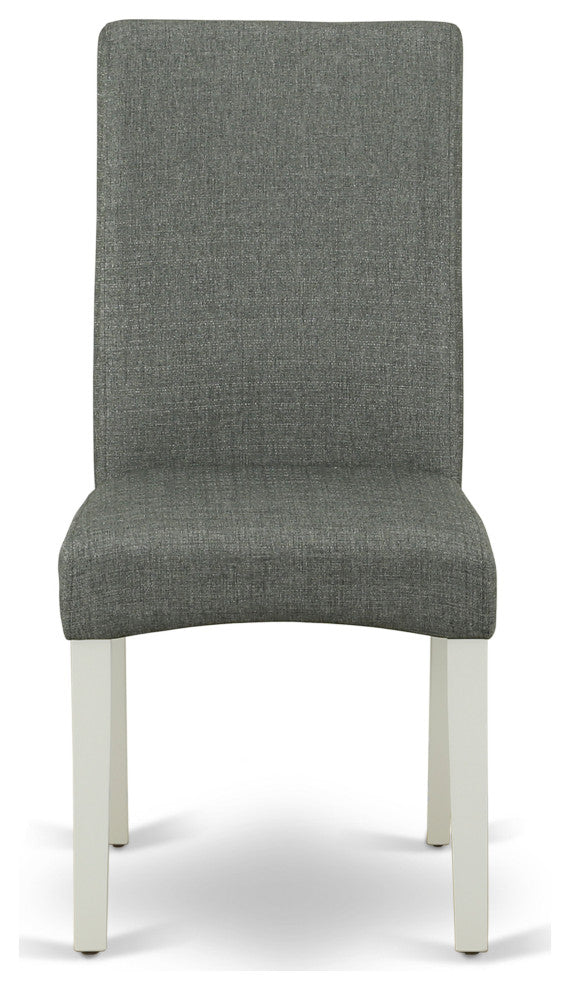 5 Pc Dining Set, 1 Drop Leaves Wooden Table, 4 Grey Chairs, Linen White Finish