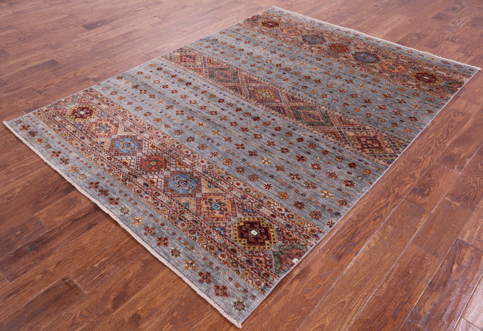 Super Kazak Khorjin Handmade Wool Rug 5' 9" X 7' 10" - Q12387