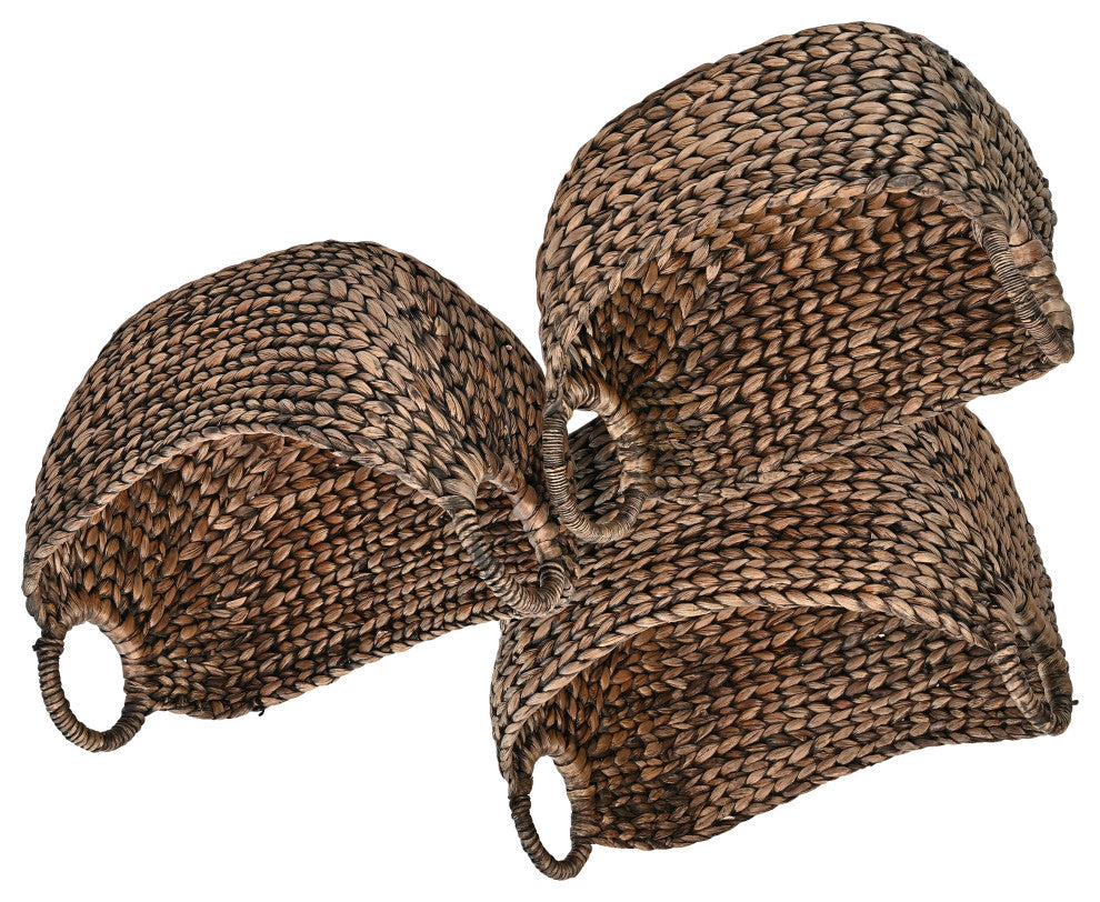 Nellie Classic Handwoven Hyacinth Storage Boat Baskets With Handles, Set of 3