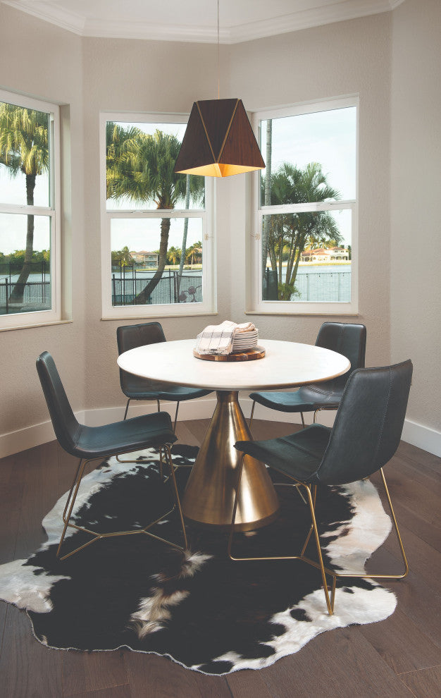 Calx 19 LED Pendant, Brushed Brass, Walnut