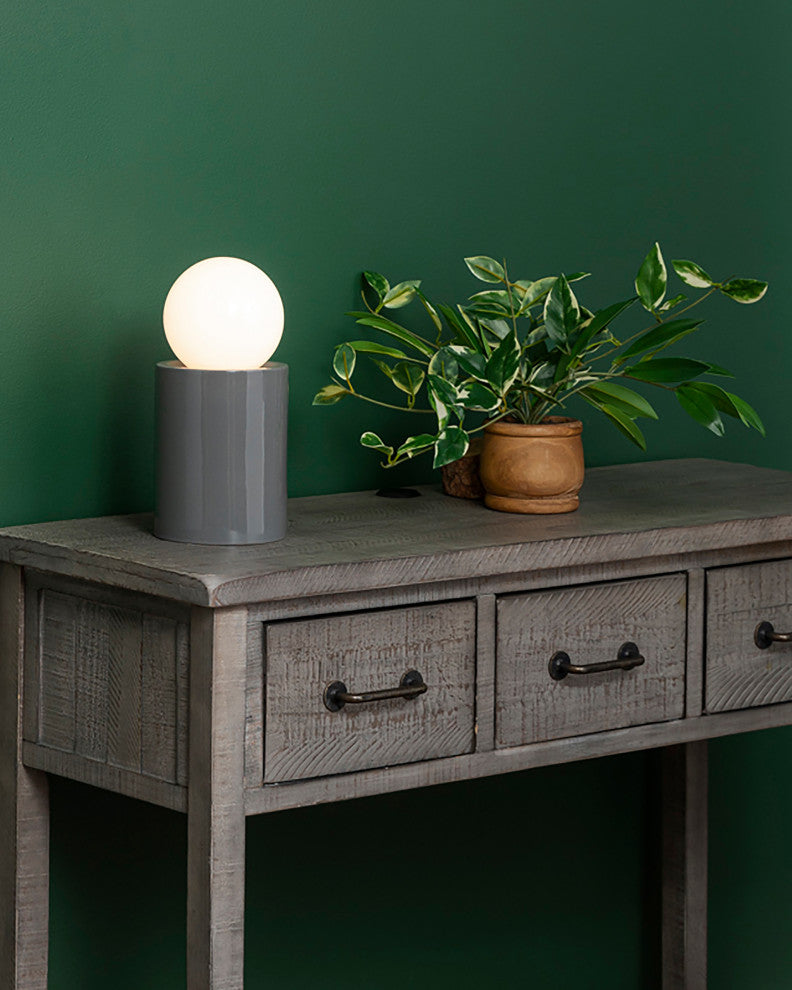 Short Pillar Table Lamp, Gloss Gray