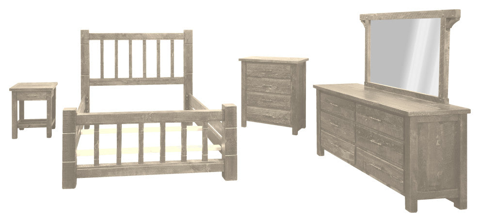 Barnwood Style Timber Peg Mission Bedroom Set, Frost, Queen