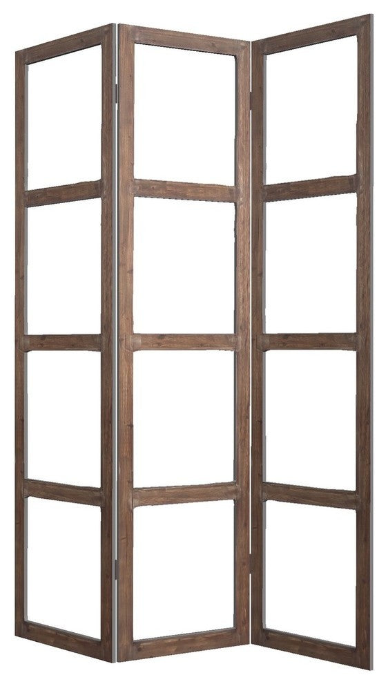 84" Brown Folding Three Panel Screen Room Divider