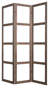 84" Brown Folding Three Panel Screen Room Divider