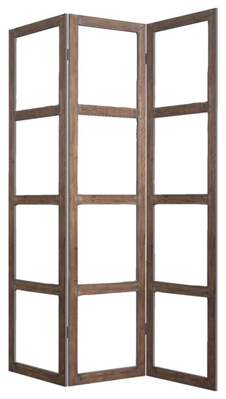 84" Brown Folding Three Panel Screen Room Divider