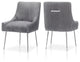 Pleated Velvet Dining Chair Set of 2, Tufted Accent Chair with Silver Legs, Gray
