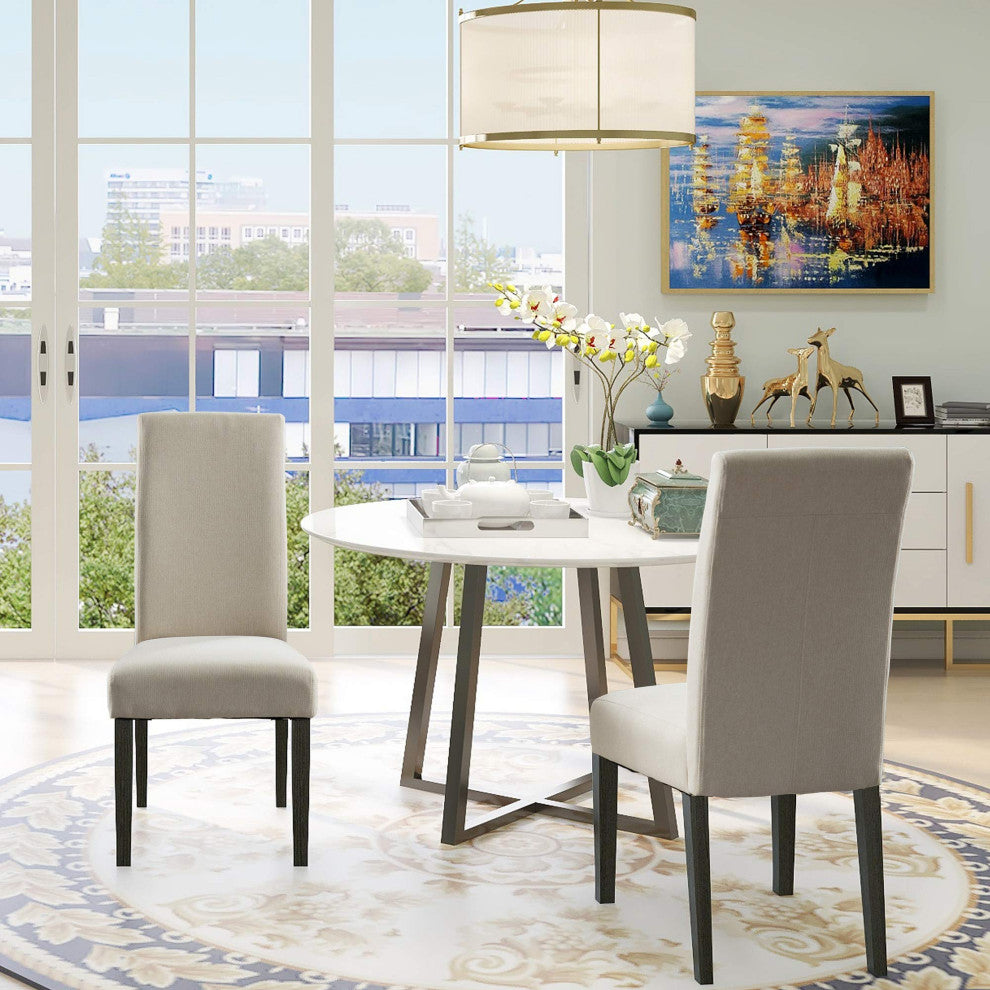 Rochefort Synthetic Leather Armless Set of 2-Pieces Dining Room Accent Chair, Ta