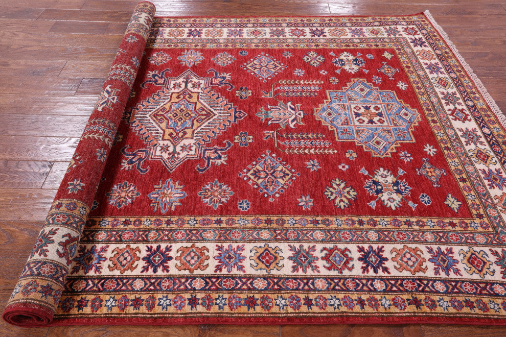 Super Kazak Handmade Wool Rug 5' 5" X 8' 1" Q10350