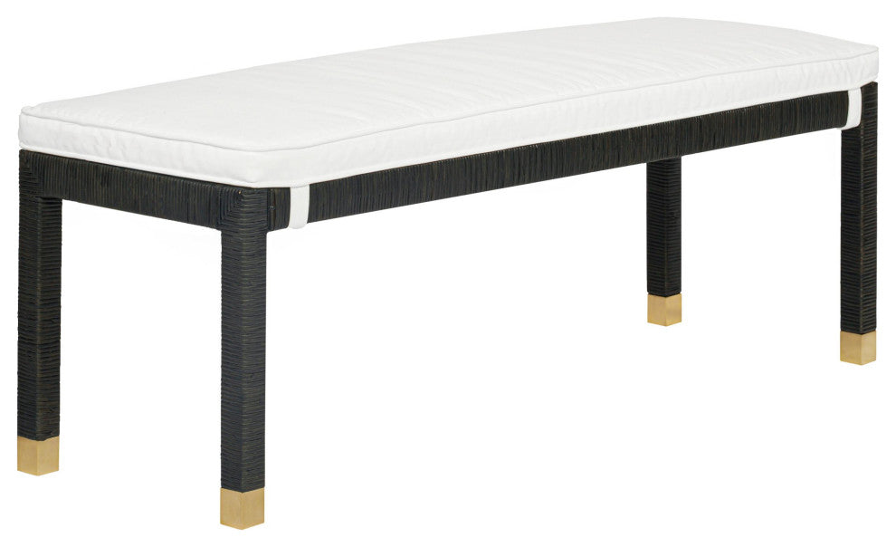Amara Charcoal Woven Rattan Bench - Charcoal