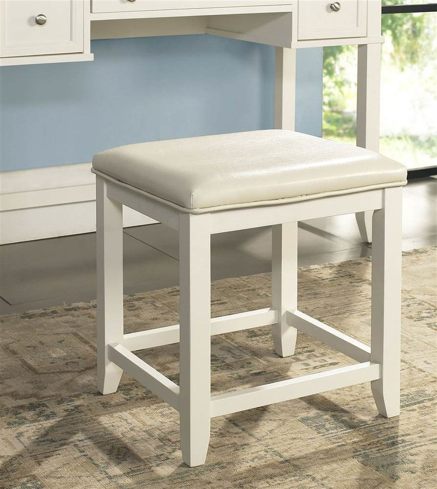 Vista Vanity Stool, White Finish
