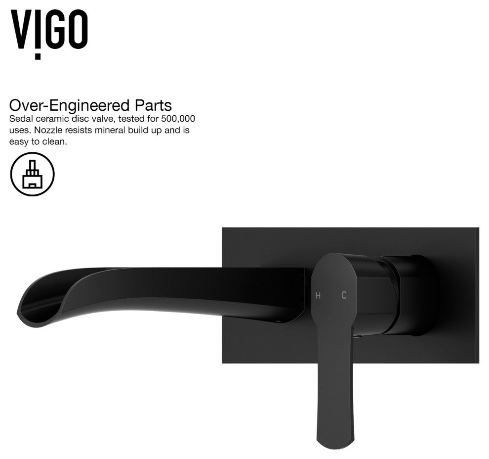 VIGO Cornelius 3" H Single Handle Wall Mount Bathroom Faucet, Matte Black