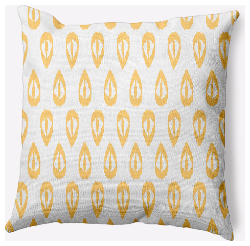 Ikat Tears Indoor/Outdoor Throw Pillow, Sunshine Yellow, 18x18"