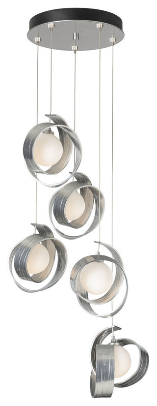 Riza 5-Light Pendant Sterling Opal Glass Standard