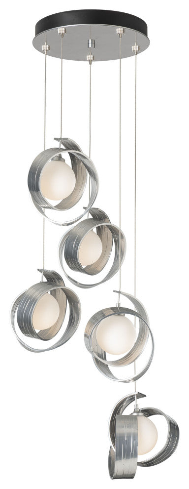 Riza 5-Light Pendant Sterling Opal Glass Standard
