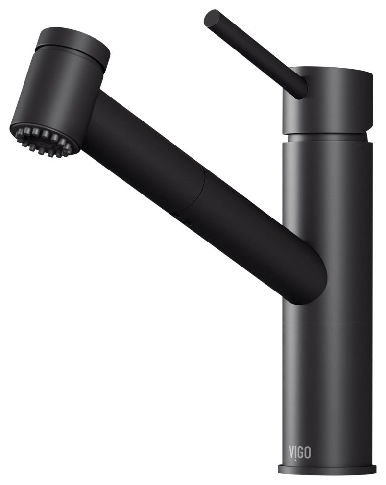 VIGO Branson 9" H Single Handle Pull-Out Sprayer Kitchen Faucet, Matte Black, Without Extras