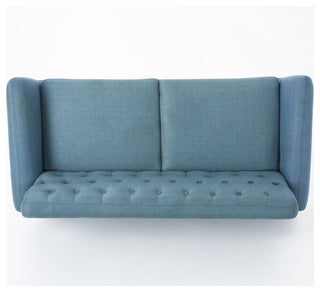GDF Studio Eunice Petite Mid Century Modern Tufted Fabric Sofa, Blue