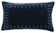 Stella Faux Silk Velvet Embroidered Lumbar Pillow, 14"x24", Midnight Blue