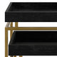 Macy Solid Mango Wood 2 Pc Nesting Table, Black, Gold