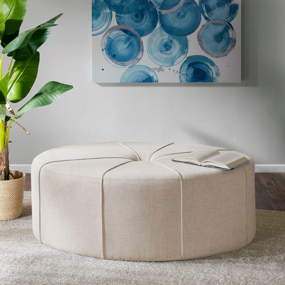 Madison Park Ferris Oval Ottoman, Cream