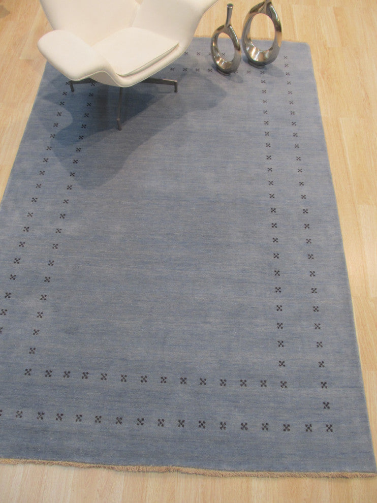Handmade Wool Blue Transitional Solid Lori Baft Rug, 8' X 10'