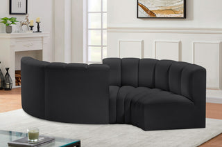 Arc Vegan Leather Upholstered 4-Pc. Facing Modular Sectional, Black