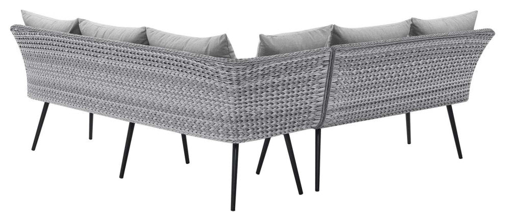 Endeavor Outdoor Patio Wicker Rattan Sectional Sofa Gray Gray