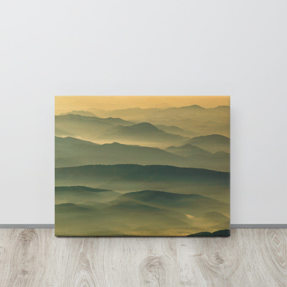 Foggy Mountain Layers at Sunset Landscape Photo Canvas Prints, 16" X 20"