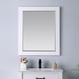 Maribella Rectangular Bathroom Wood Framed Wall Mirror, White, 28"
