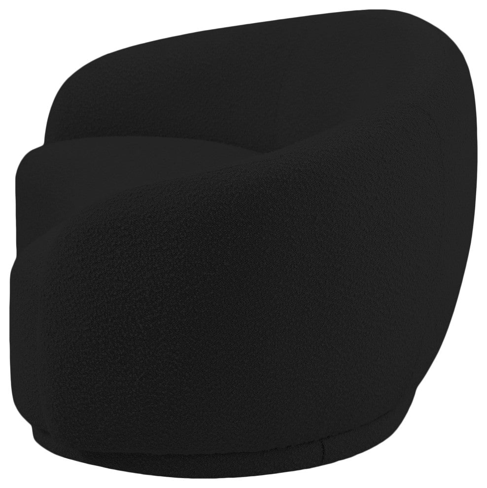 Hyde Boucle Fabric Upholstered, Black, Loveseat