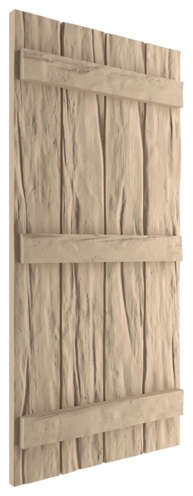 Rustic 4 Board Joined B-N-B Faux Wood Shutters, Riverwood, 22x80"