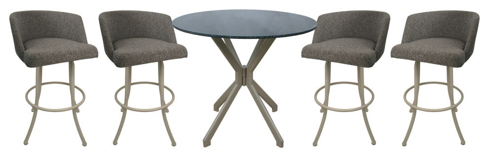 Swivel Counter Metal Pub Set - Joey Stools 26" or 30", Mojave Grey - Beige, 30", Crackle