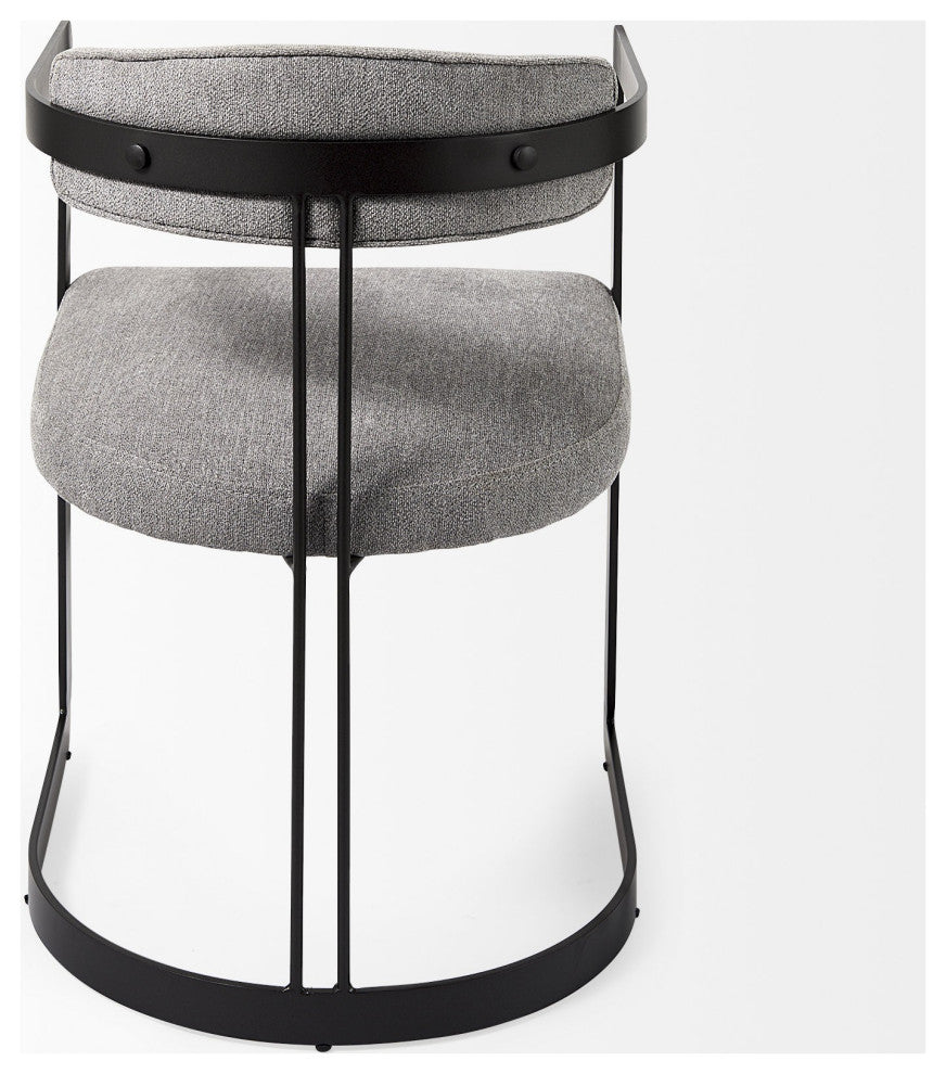 Curvy Black and Gray Upholstered Dining Armchair