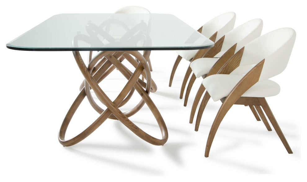 Modrest Mason Modern Glass and Walnut Dining Table