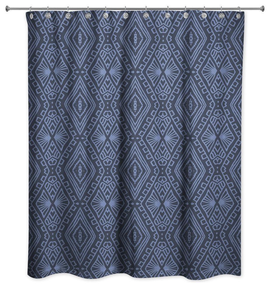 Navy Boho Tribal 71x74 Shower Curtain