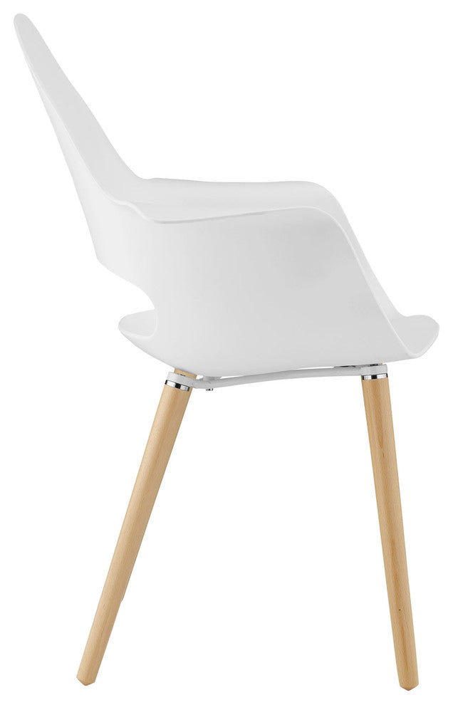 Modern Contemporary Dining Armchair, White Plastic