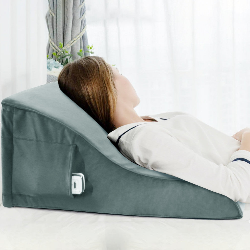 Reading Pillow Bed Foam Wedge Adult for Back Support, Gray, 24x9x21