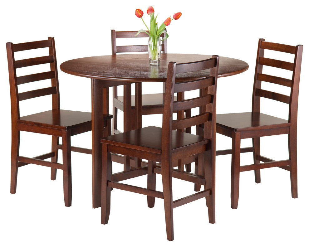 Alamo 5-Piece Round Drop Leaf Table With 4 Hamilton Ladder Back