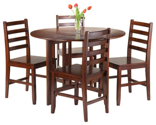 Alamo 5-Piece Round Drop Leaf Table With 4 Hamilton Ladder Back