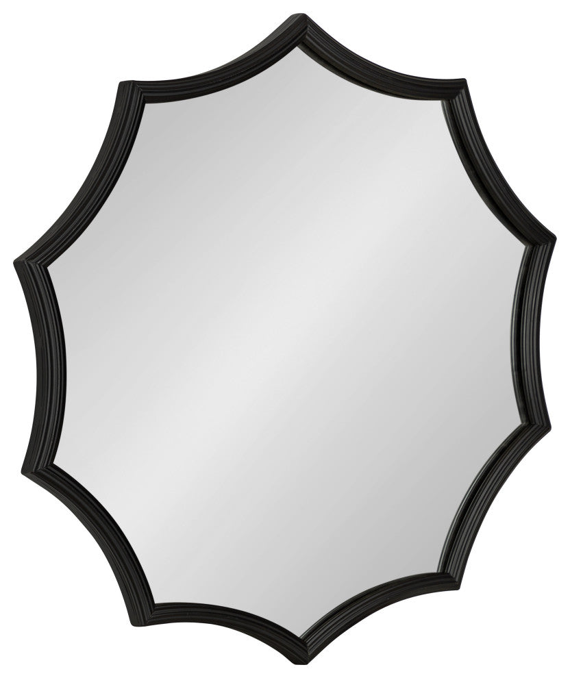 Lalina Scalloped Round Framed Accent Mirror, Black 24 Diameter