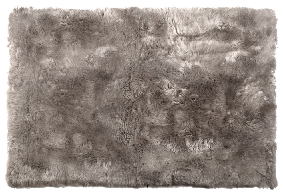 HomeRoots 48" x 72" x 2" Taupe Sheepskin Long-Haired Area Rug
