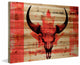 "Red Leaf Skull" Print on Natural Pine Wood, 36"x24"