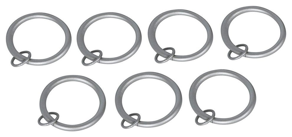 Metal Curtain Rings With Eyelets, 2" Diameter, Set of 7, Pewter