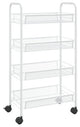 vidaXL 4-Tier Kitchen Trolley Storage Utility Cart with Mesh Baskets White Iron