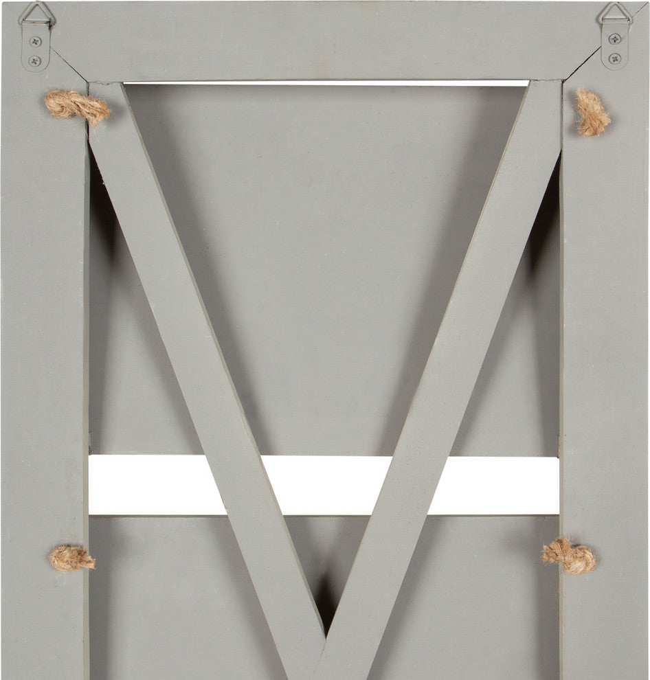 Hardeman 3-Pocket Wood Hanging Wall File Holder, Gray