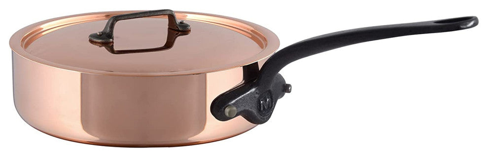 Mauviel M''150CI 1.5mm Copper Saute Pan With Lid & Cast Iron Handle, 3.4-qt