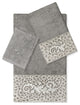 Linum Home Turkish Cotton April 3-Piece Embellished Towel Set, Dark Gray