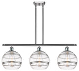 Ballston-Rochester 3-Light 37" Stem Island Light, Brushed Satin Nickel, Clear
