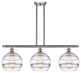 Ballston-Rochester 3-Light 37" Stem Island Light, Brushed Satin Nickel, Clear